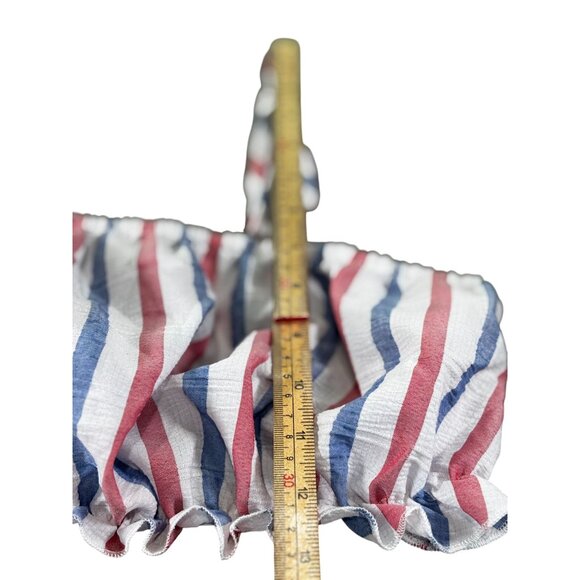 Striped Ruffle Hem Cropped Camisole Top Red/White/Blue Womens Size 8 By Lizaful - Picture 8 of 10